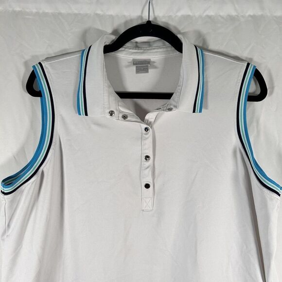 Chico's Tank Top Womens 3 XL White Collared Zenergy 1/4 Button Sleeveless - Picture 2 of 9